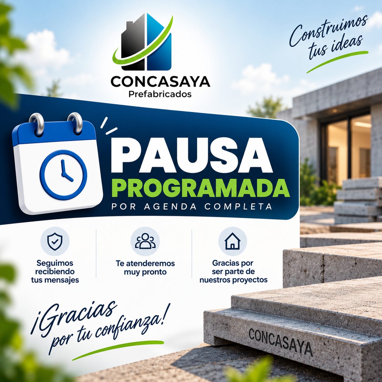 CONCASAYA - Pausa programada por agenda completa